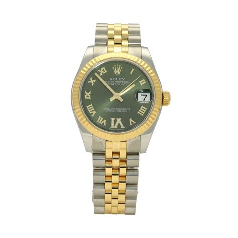 rolex datejust 31 olive green dial|Rolex Datejust green dial price.